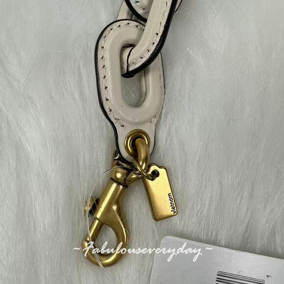 Coach Leather Covered Chain Strap Crossbody Replacement In Gold/Chalk C8314 NWT - Picture 6 of 6